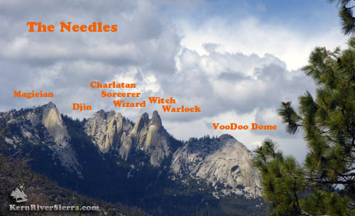 The Needles Rock Climbing Location in California, the Kern River Sierra
