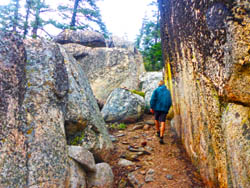 Hiking through granite